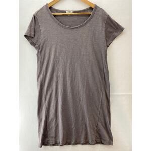 Dylan Purplish Gray Cotton Wide Scoop‎ Neck Ribbed SleeveT-Shirt Dress Sz L